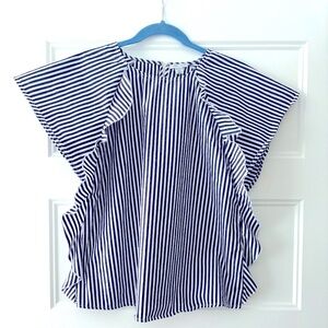 Saks 5th Avenue Stripe Short Sleeve Blouse Size M